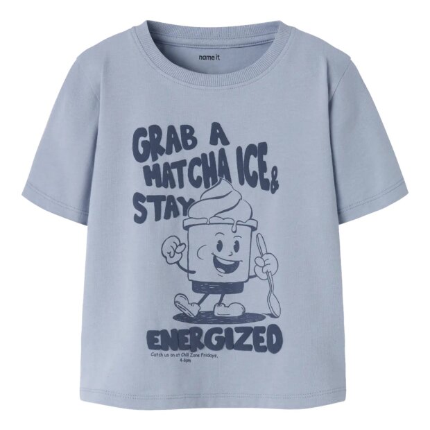 name it Top Kurzarm mit print blue fog