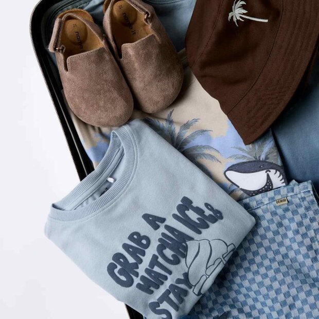 name it Top Kurzarm mit print blue fog
