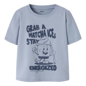 name it Top Kurzarm mit print blue fog