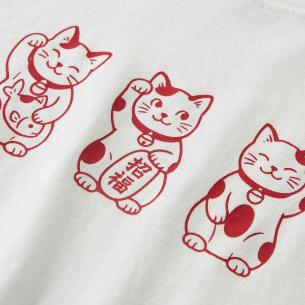 name it Top Kurzarm mit Katze bright white
