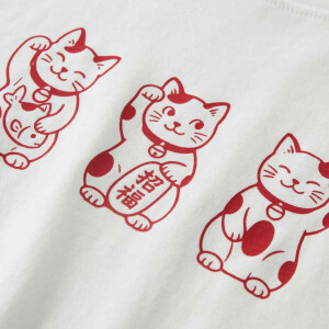 name it Top Kurzarm mit Katze bright white