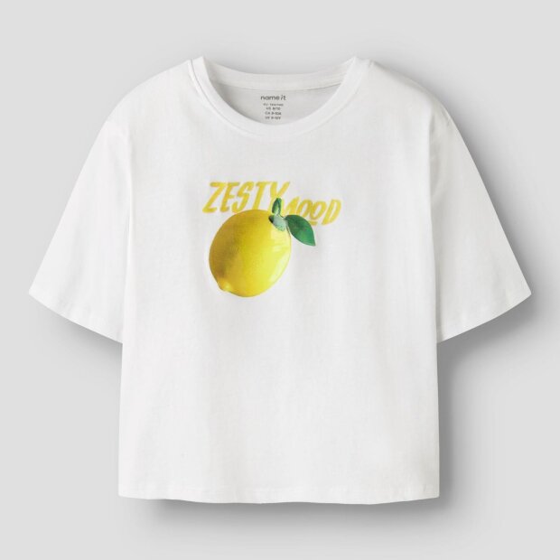name it Top Kurzarm mit boxschnitt bright white - lemon