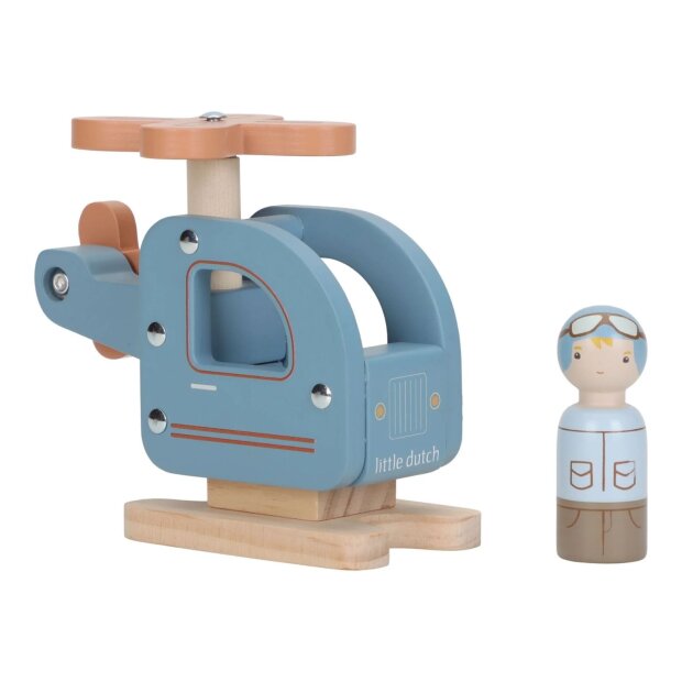 Little Dutch Holz Hubschrauber mit Figur
