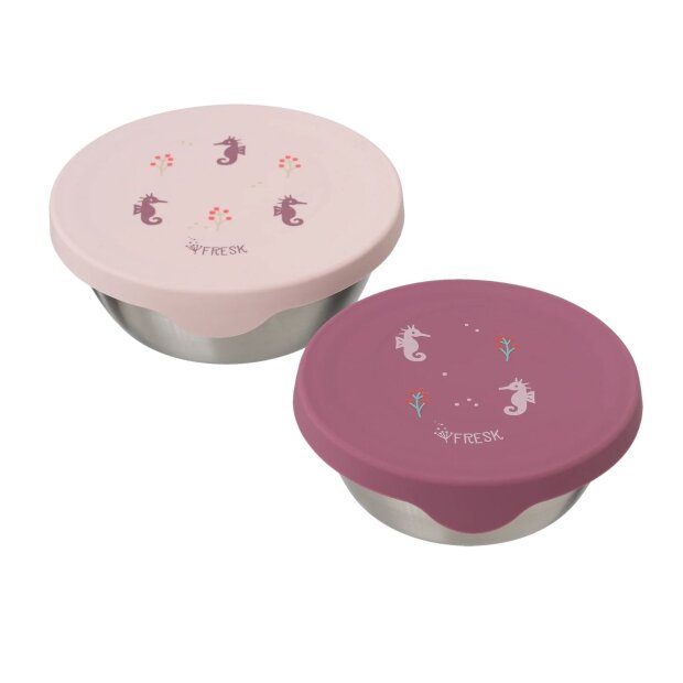 Edelstahl Fresk Snackbox 2er Set - Seepferdchen