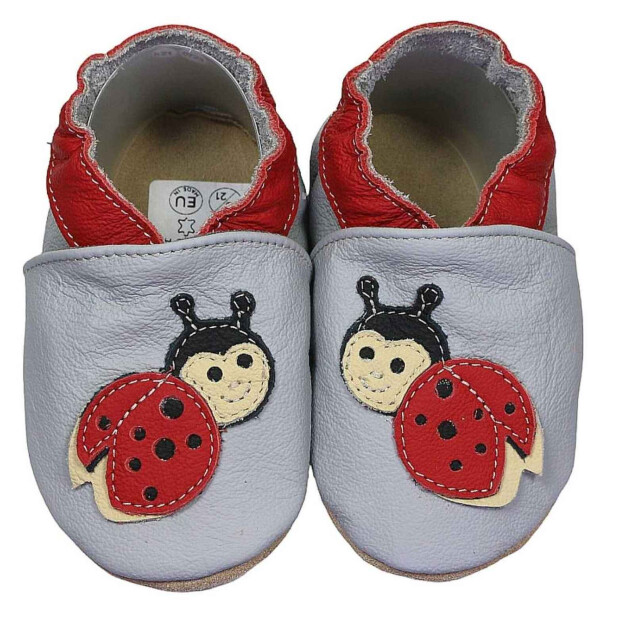 Hobea Lauflernschuhe - Marienkäfer grau