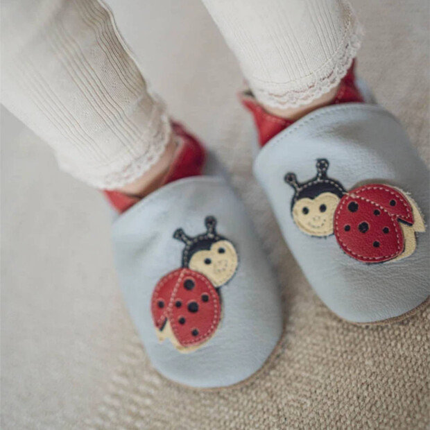 Hobea Lauflernschuhe - Marienkäfer grau