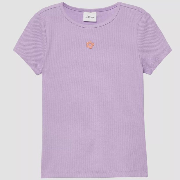 S.Oliver Ripp-T-Shirt mit Stickerei Flieder