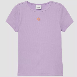 S.Oliver Ripp-T-Shirt mit Stickerei Flieder