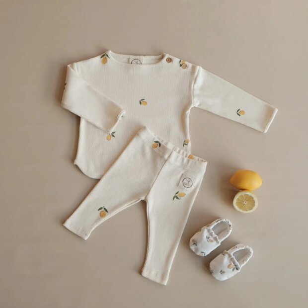 cosy roots Organic Rib Leggings - Pure Lemon