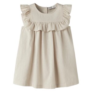 name it Baumwoll Leinen Kleid - Peyote Melange