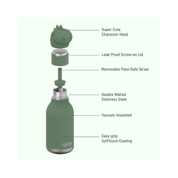 asobu Bestie Trinkflasche 460ml - Dinosaurier
