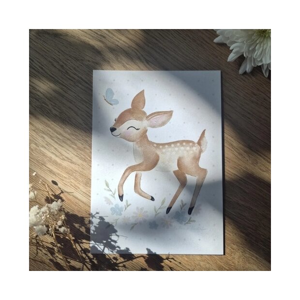 Buttercup Illustration Postkarte A6 - Rehkitz inkl. Umschlag