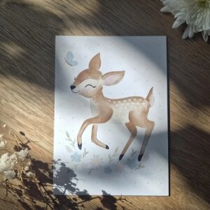 Buttercup Illustration Postkarte A6 - Rehkitz inkl. Umschlag