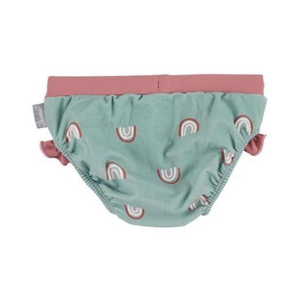Sterntaler Badehose Regenbogen mit Rüsche & UV-Schutz 50+ steingrün
