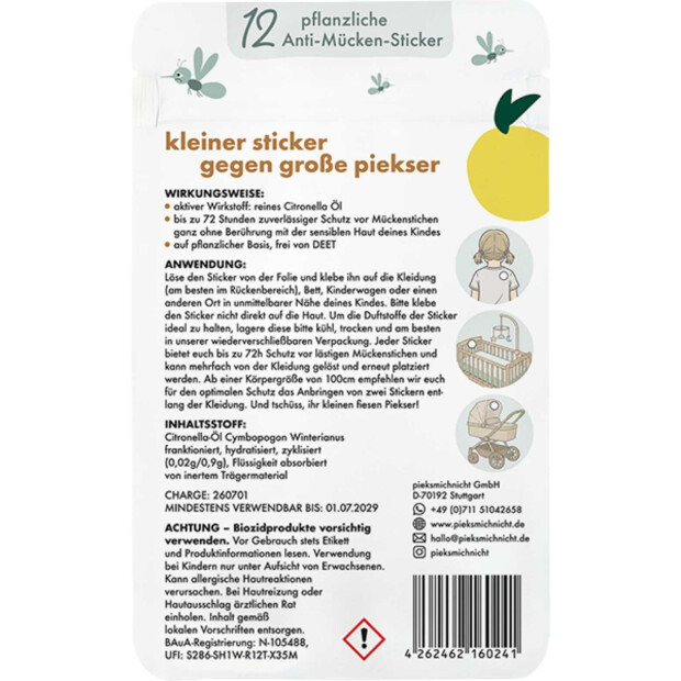 pieksmichnicht 12er Set Anti-Mücken-Stickern - WILDLIFE Edition
