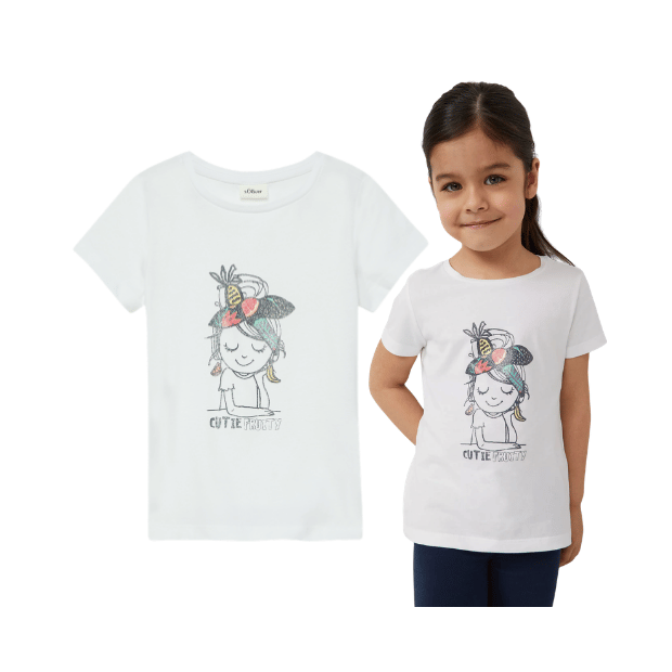 S.Oliver T-Shirt mit Glitzerprint weiß