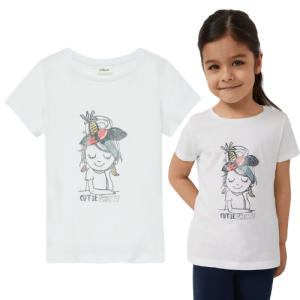 S.Oliver T-Shirt mit Glitzerprint weiß