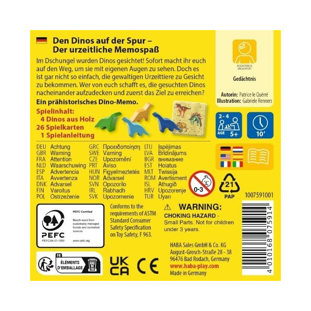 HABA Spiel - Den Dinos auf der Spur 5+