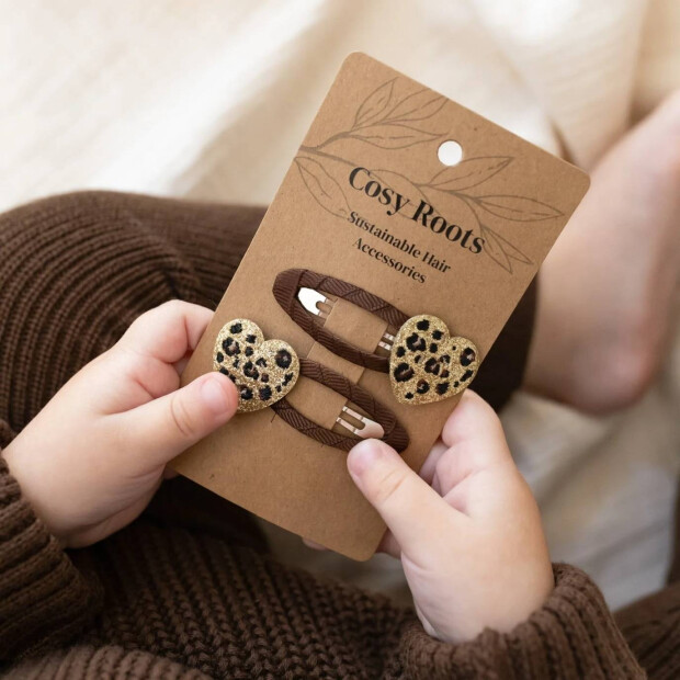 cosy roots Hair Clips - Leo Hearts - Pack of 2