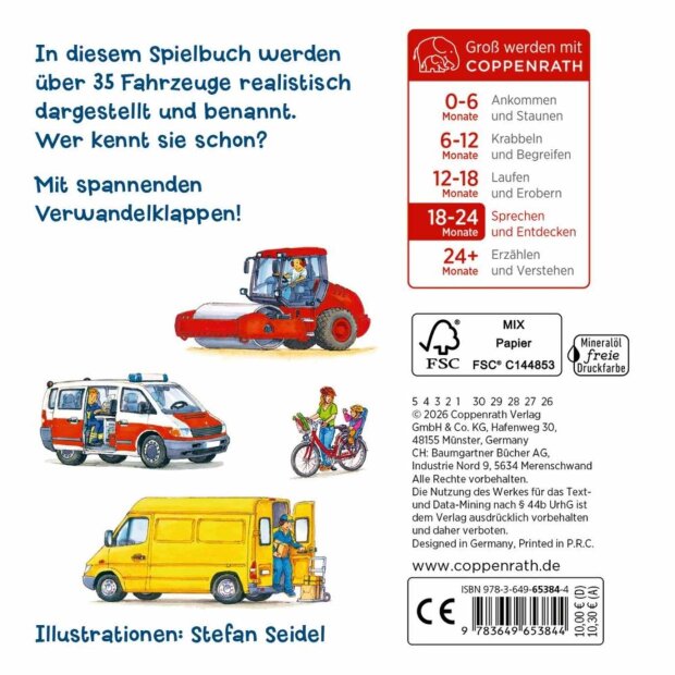 Coppenrath Kinderbuch - Löschen, baggern, pflügen: Mein Fahrzeuge-Klappenbuch