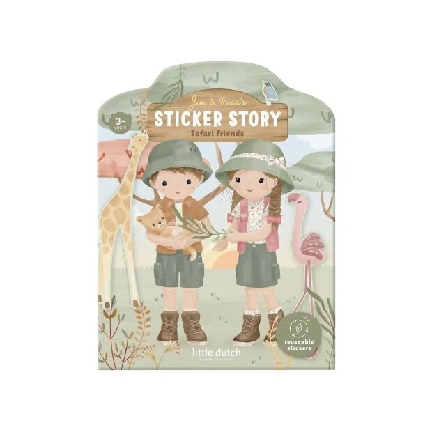 Little Dutch Wiederverwendbares Stickerbuch Jim & Rosa - Safari Friends