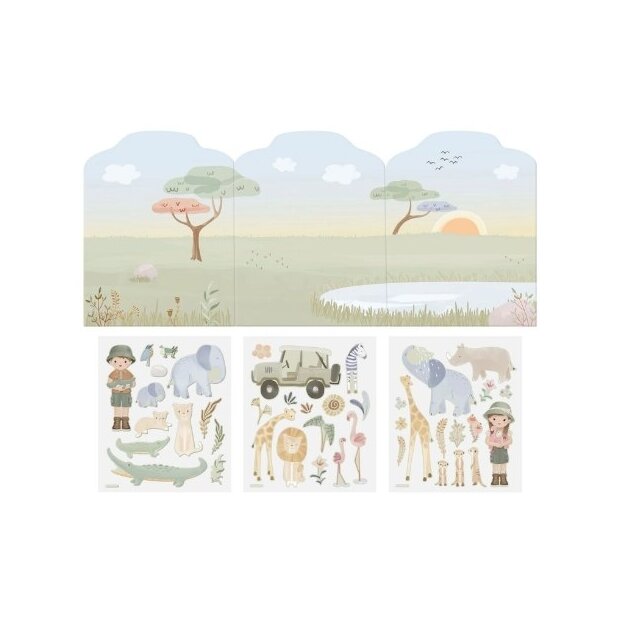 Little Dutch Wiederverwendbares Stickerbuch Jim & Rosa - Safari Friends