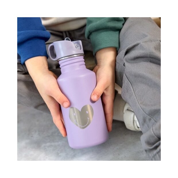 Lässig Edelstahl Trinkflasche 500 ml - Little Gang - Herz Lila