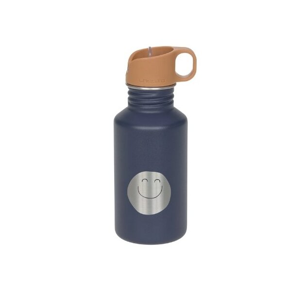 Lässig Edelstahl Trinkflasche 500 ml - Little Gang - Smiley blau