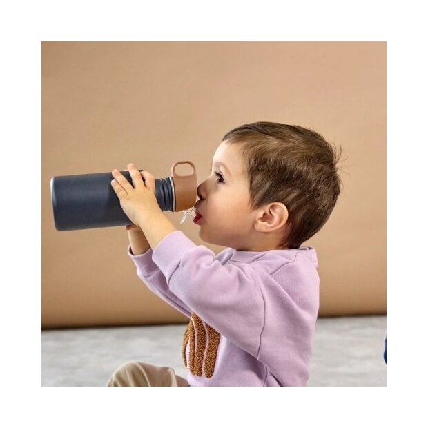 Lässig Edelstahl Trinkflasche 500 ml - Little Gang - Smiley blau
