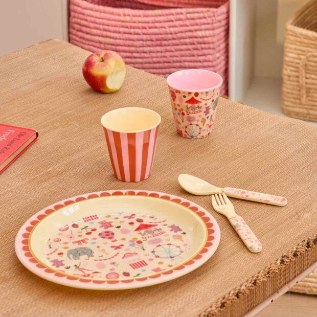 rice Kinderteller - Pink - Fun Fair Print