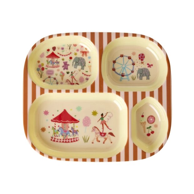 rice Kinderteller mit 4er Einteilung - Pink - Fun Fair Print