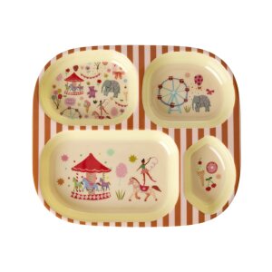 rice Kinderteller mit 4er Einteilung - Pink - Fun Fair Print