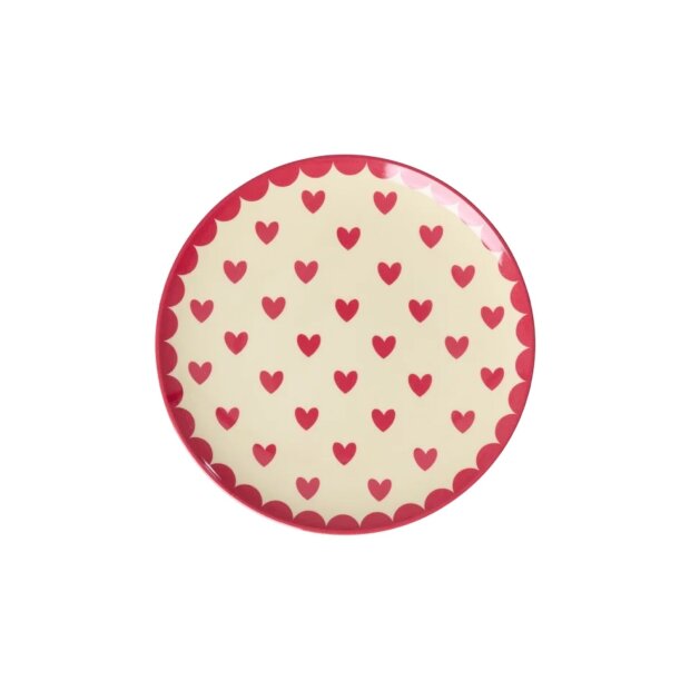 rice Kleiner Rund Kuchenteller - Rot - Favorite Hearts Print