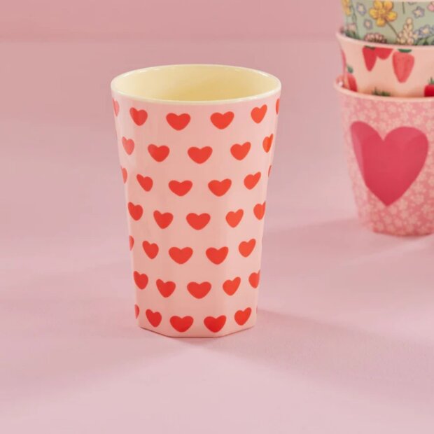 rice Großer Becher Hellrosa - Sweet Hearts Print 400ml
