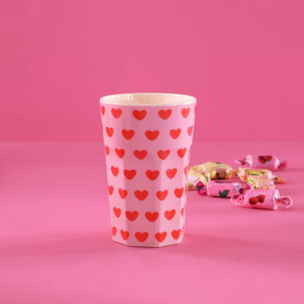 rice Großer Becher Hellrosa - Sweet Hearts Print 400ml