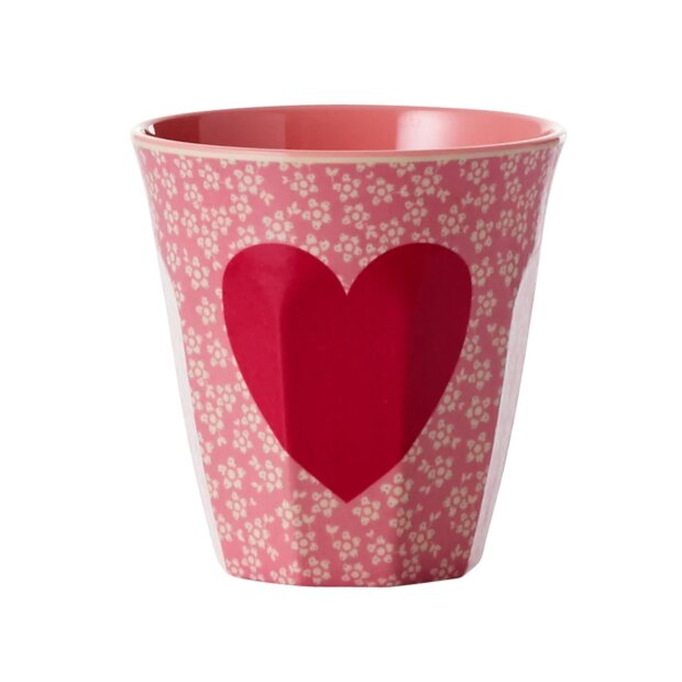 rice Mittelgroßer Becher - Pink - Heart Print 250ml
