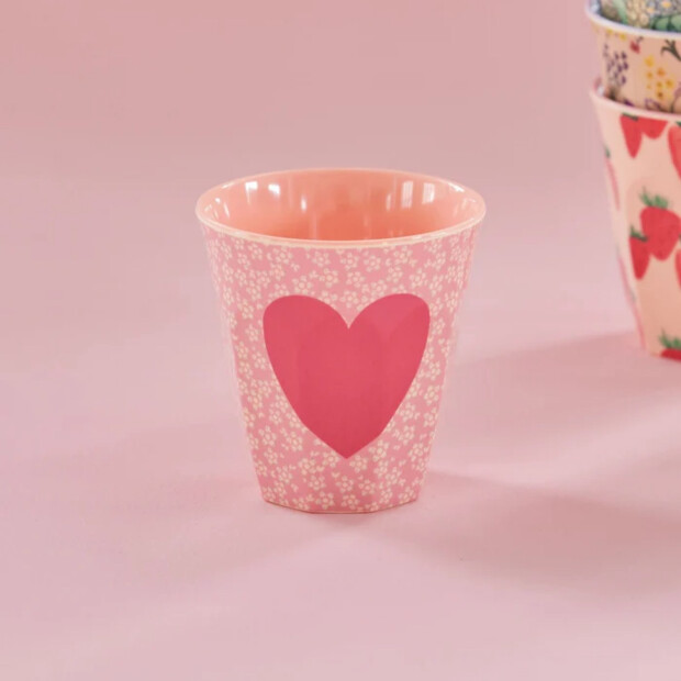 rice Mittelgroßer Becher - Pink - Heart Print 250ml
