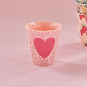 rice Mittelgroßer Becher - Pink - Heart Print 250ml