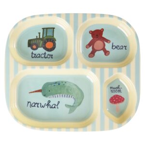 rice Kinderteller mit 4er Einteilung - Blau - ABC