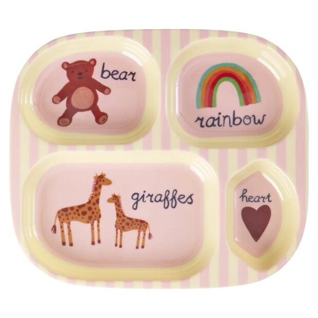 rice Kinderteller mit 4er Einteilung - Pink - ABC