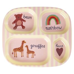 rice Kinderteller mit 4er Einteilung - Pink - ABC