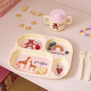 rice Kinderteller mit 4er Einteilung - Pink - ABC