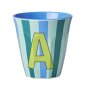 rice Mittelgroßer Buchstabenbecher - Blau - A - Stripes 250ml