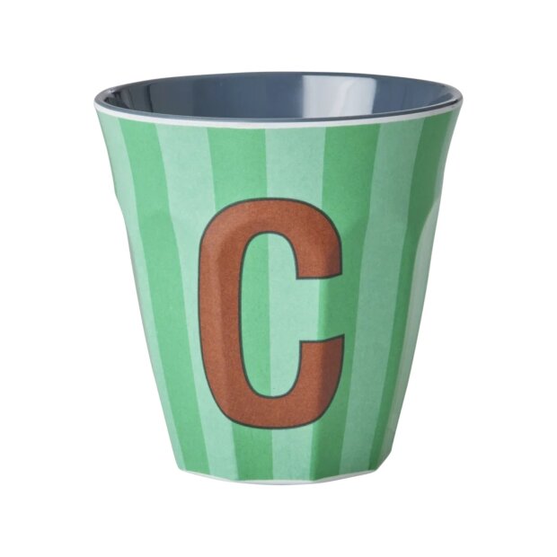rice Mittelgroßer Buchstabenbecher - Grün- C - Stripes 250ml