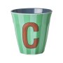 rice Mittelgroßer Buchstabenbecher - Grün- C - Stripes 250ml