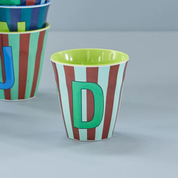 rice Mittelgroßer Buchstabenbecher - Mehrfarbig - D - Stripes 250ml