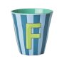 rice Mittelgroßer Buchstabenbecher - Blau - F - Stripes 250ml