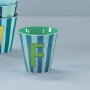 rice Mittelgroßer Buchstabenbecher - Blau - F - Stripes 250ml