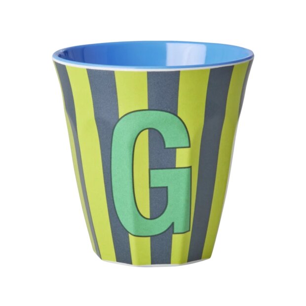 rice Mittelgroßer Buchstabenbecher - Grün - G - Stripes 250ml