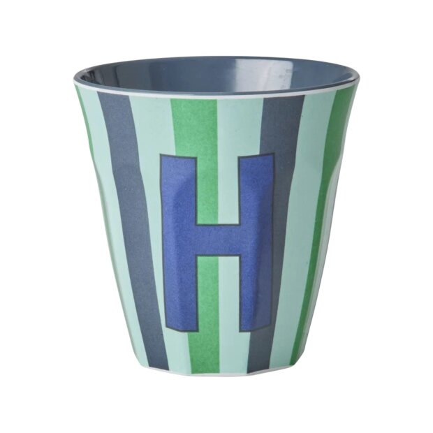 rice Mittelgroßer Buchstabenbecher - Mehrfarbig - H - Stripes 250ml